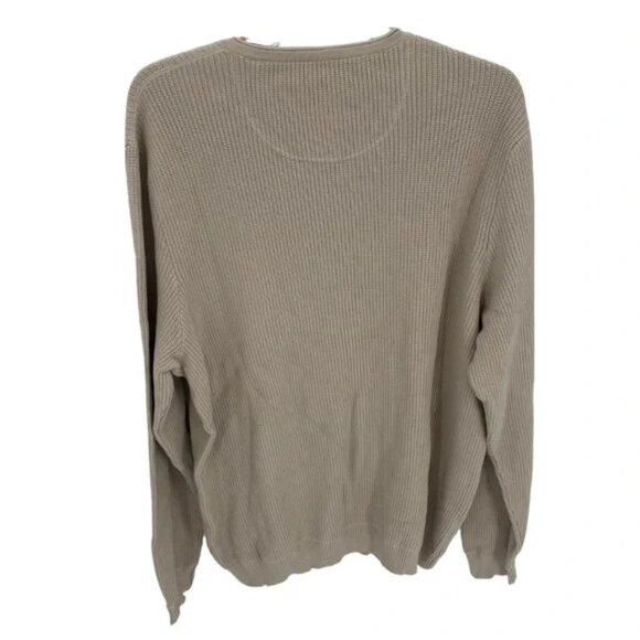 TOMMY BAHAMA NWT MEN XL OCEAN AVENUE V-NECK COTTON Beige PULLOVER Thermal shirt - Picture 2 of 2